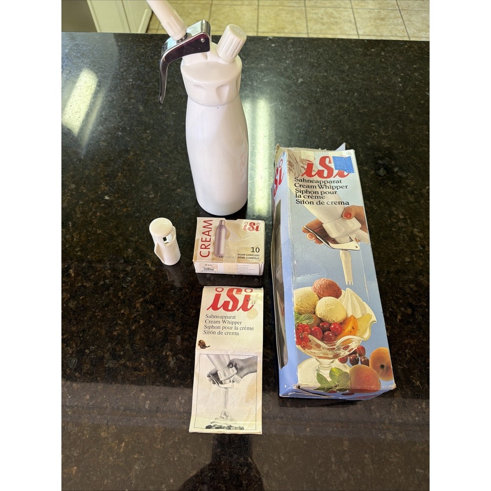 Isi Sahneapparat Cream Whipper w/box, manual, And Refill Chargers Dessert Whippe
